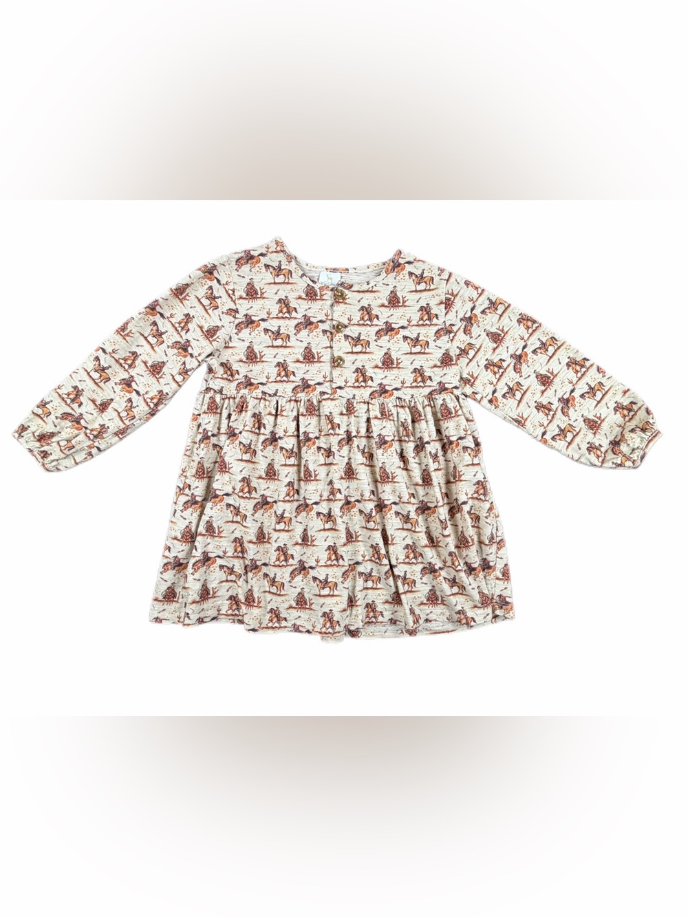 VELVET FAWN Girls Cotton Horse Print Tunic Top- 8